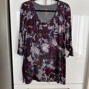 Miraclebody by Miraclesuit  Gray/Burgundy XL Tunic w/ smoothing underlayer